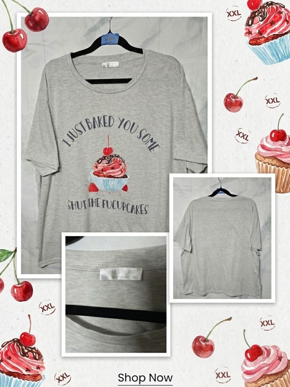 SheShow Light Gray Cupcake Graphic Tee - 'I Just Baked You Some'